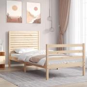 vidaXL Sängram med huvudgavel 90x200 cm massivt trä