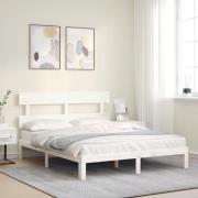 vidaXL Sängram utan madrass vit 160x200 cm massiv furu