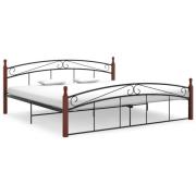 vidaXL Sängram svart metall och massiv ek 200x200 cm