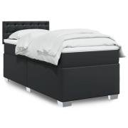vidaXL Ramsäng med madrass svart 100x200 cm konstläder
