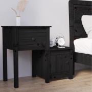 vidaXL Sängbord svart 79,5x38x65,5 cm massiv furu
