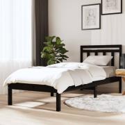 vidaXL Sängram svart massiv furu 100x200 cm