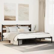 vidaXL Sängram utan madrass metall rökfärgad ek 183x213 cm