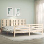 vidaXL Sängram med huvudgavel 200x200 cm massivt trä