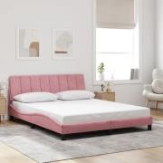 vidaXL Sängram med huvudgavel rosa 160x200 cm sammet