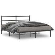 vidaXL Sängram med huvudgavel metall svart 160x200 cm