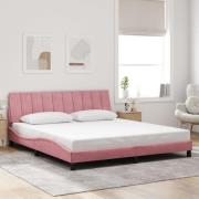 vidaXL Sängram med huvudgavel rosa 180x200 cm sammet