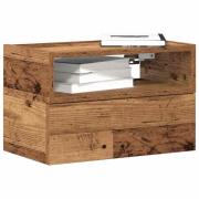 vidaXL Väggmonterat sängbord åldrat trä 45x26x28,5 cm
