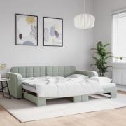 vidaXL Dagbädd utdragbar ljusgrå 90x200 cm sammet