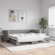 vidaXL Dagbädd utdragbar ljusgrå 100x200 cm tyg