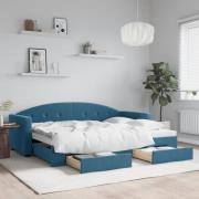 vidaXL Dagbädd utdragbar med lådor blå 80x200 cm sammet