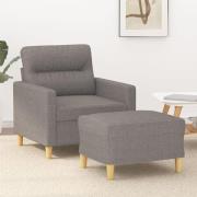 vidaXL Fåtölj med fotpall Taupe 60 cm tyg
