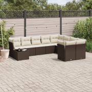 vidaXL Loungegrupp 10 delar med brun dynor konstrotting