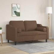 vidaXL 2-sits soffa med prydnadskuddar brun 120 cm tyg