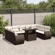 vidaXL Loungegrupp 10 delar med brun dynor konstrotting