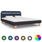 vidaXL Sängram med LEDs utan madrass mörkgrå tyg 180x200 cm