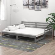vidaXL Dagbädd utdragbar grå massiv furu 2x(90x200) cm