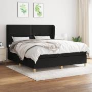vidaXL Ramsäng med madrass svart 180x200 cm tyg