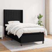 vidaXL Ramsäng med madrass svart 100x200 cm tyg
