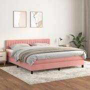 vidaXL Ramsäng med madrass rosa 160x200 cm sammet