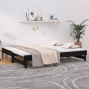 vidaXL Utdragbar dagbädd svart 2x(80x200) cm massiv furu