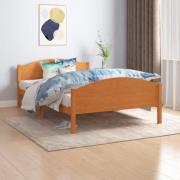 vidaXL Sängram utan madrass honungsbrun massiv furu 120x200 cm