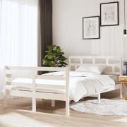 vidaXL Sängram massiv furu 120x190 cm vit