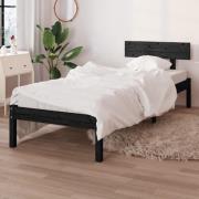 vidaXL Sängram svart massiv furu 90x200 cm