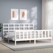 vidaXL Sängram utan madrass vit 200x200 cm massiv furu