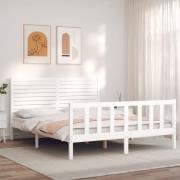 vidaXL Sängram utan madrass vit 160x200 cm massiv furu