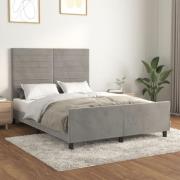 vidaXL Sängram utan madrass ljusgrå 140x190 cm sammet