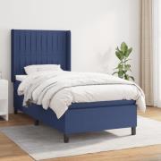 vidaXL Ramsäng med madrass blå 90x190 cm tyg