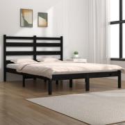 vidaXL Sängram svart massiv furu 140x190 cm