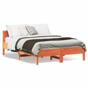 vidaXL Sängram utan madrass vaxbrun 135x190 cm massiv furu