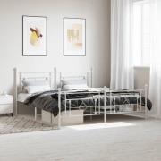 vidaXL Sängram med huvudgavel och fotgavel vit metall 180x200 cm