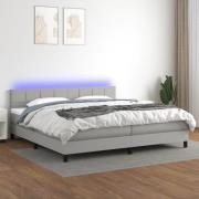 vidaXL Ramsäng med madrass & LED ljusgrå 200x200 cm tyg