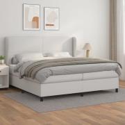 vidaXL Ramsäng med madrass vit 200x200 cm konstläder