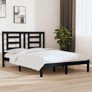 vidaXL Sängram svart massiv furu 135x190 cm