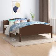 vidaXL Sängram utan madrass mörkbrun massiv furu 140x200 cm