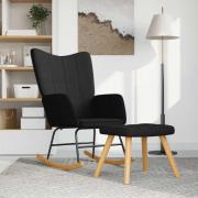 vidaXL Gungstol med fotpall svart tyg