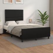 vidaXL Sängram med huvudgavel svart 120x200 cm konstläder