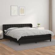 vidaXL Ramsäng med madrass svart 160x200 cm konstläder