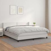 vidaXL Ramsäng med madrass vit 160x200 cm konstläder