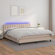 vidaXL Ramsäng med bäddmadrass & LED cappuccino 180x200 cm konstläder