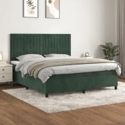 vidaXL Ramsäng med madrass mörkgrön 160x200 cm sammet