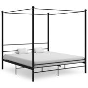 vidaXL Himmelsäng svart metall 200x200 cm