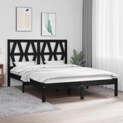 vidaXL Sängram svart massiv furu 140x190 cm