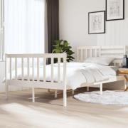 vidaXL Sängram massiv furu 120x190 cm vit