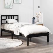 vidaXL Sängram svart massiv furu 75x190 cm