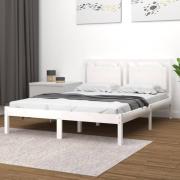 vidaXL Sängram vit massivt trä 140x190 cm